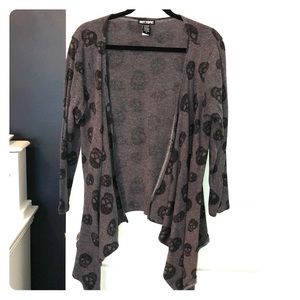 Gray Hi-Lo Skull Cardigan XL